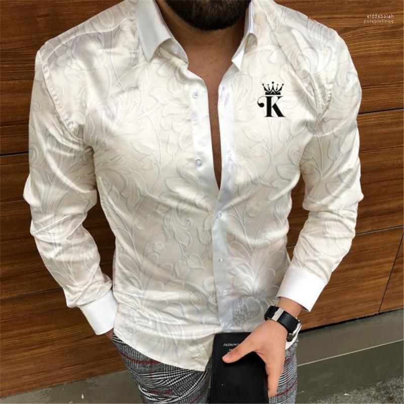 

Men' Casual Shirts Europe And America 2022 Spring Autumn Printed Long-sleeved Shirt Poker Hit Color Floral Eldd22