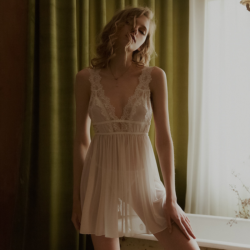 

Secret Love Orange Emotional Underwear Female Temptation Lace Pajamas Free Wide Lace Sexy Nightdress CX220406, Pink