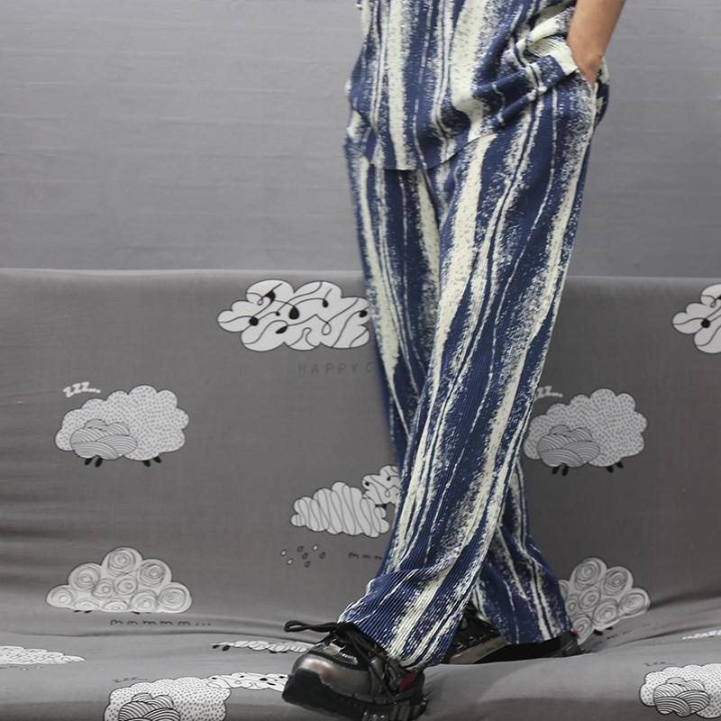 

Men's Pants And Spring, Summer Autumn, Loose Style, Fashionable Ink Painting, Vertical Feeling, Straight Tube Wide Leg Pants, Elastic Waist,, Black