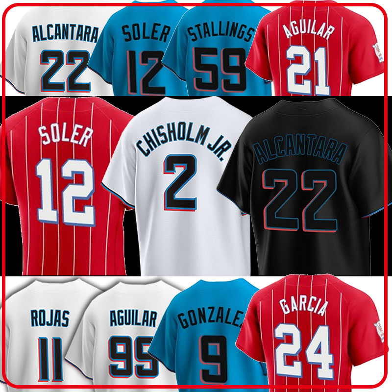 

2 Jazz Chisholm Jr. Marlins Baseball Jerseys Jesus Sanchez 12 Jorge Soler Miguel Rojas Sandy Alcantara Avisail Garcia Jesus Aguilar, Men(ma lin yu)