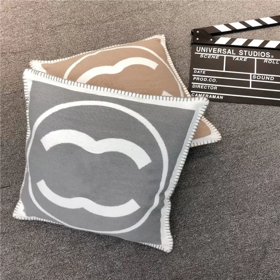 

Designer Decorative Pillow Luxury Cushion Fashion Square Cushion Sofa Pillows Letter Printed Home Textiles Pillowcase With Inner Cushions, Black
