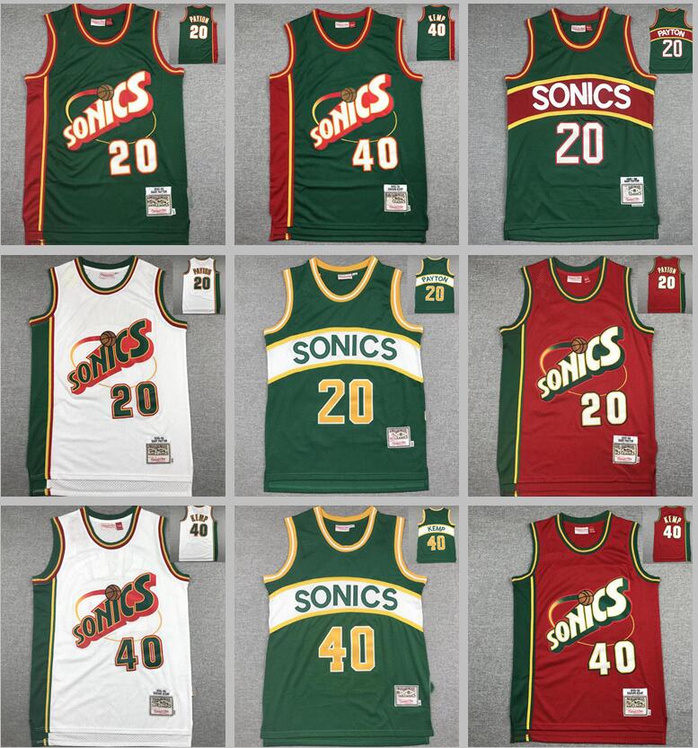 

Hot basketball jerseys 35 Kevin Durant 40 KEMP 20 Payton 11 schrempf retro jersey, With logo