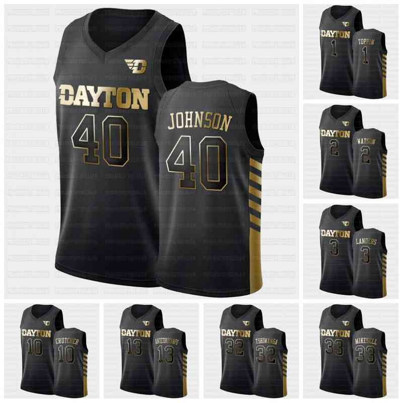

C202 Dayton Flyers NCAA Black Golden Edition Jersey 0 Rodney Chatman 1 Obi Toppin Watson Landers Crutcher Antetokounmpo Tshimanga Mikesell Cohill, Mens s-3xl