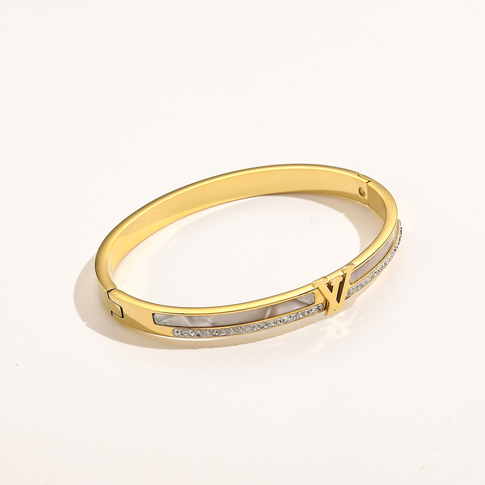 

New Fashionable Bracelets Women Bangle Luxury Designer Letter Bracelet Crystal 18K Gold Plated Stainless steel Wedding Lovers Gift Jewelry ZG1184