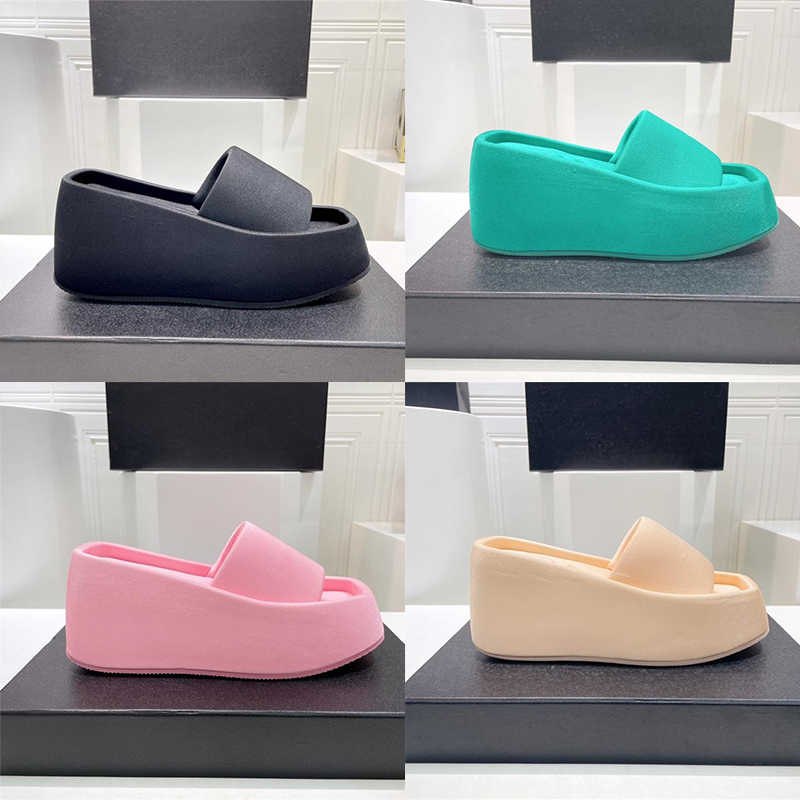 Designer Pantoufle Femmes Sandales Talons Hauts Pantoufles Compensées Chaussures Habillées De Luxe Plate-Forme Plate Imprimer Jelly Caoutchouc Cu