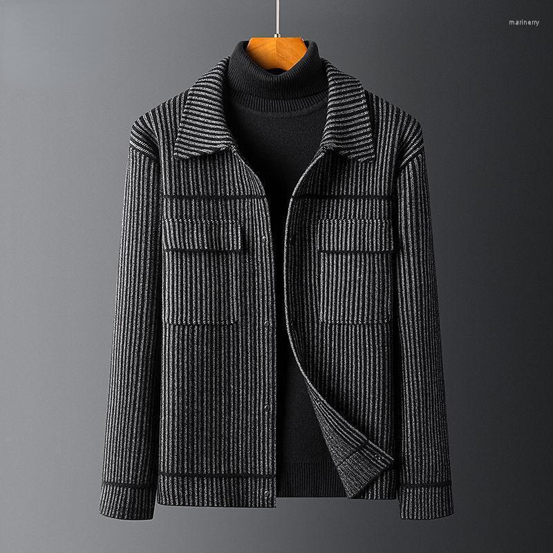 

Men' Sweaters Autumn Brand Fashion Pocket Warm KniSweater Cardigan Male Luxury Large Knitted Jacket Men Designer Coat S20Men' Mari22, Black