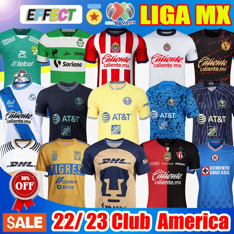 

22 23 Club America Soccer Jerseys 2022 2023 Atlas NAUL Tigres Chivas Guadalajara Xolos Tijuana Cruz Azul Home Away Third UNAM Camisas de Futebol Football Shirts 3XL, Ivory