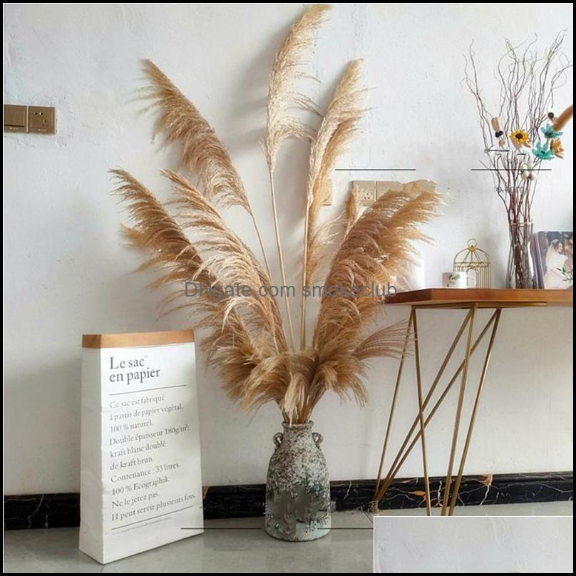 

Decorative Flowers Wreaths 55-60Cm Dried Flower Natural Reeds Big Pampas Grass Ornamental Wedding Shop Decoration Ornament Home Drop Deliv, Natural colo