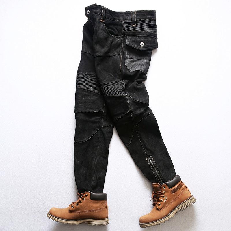 

Men's Pants Rock Can Roll Genuine Goat Leather Motorcycle Rider Vintage Stylish Durable Suede TrousersMen's, As pic
