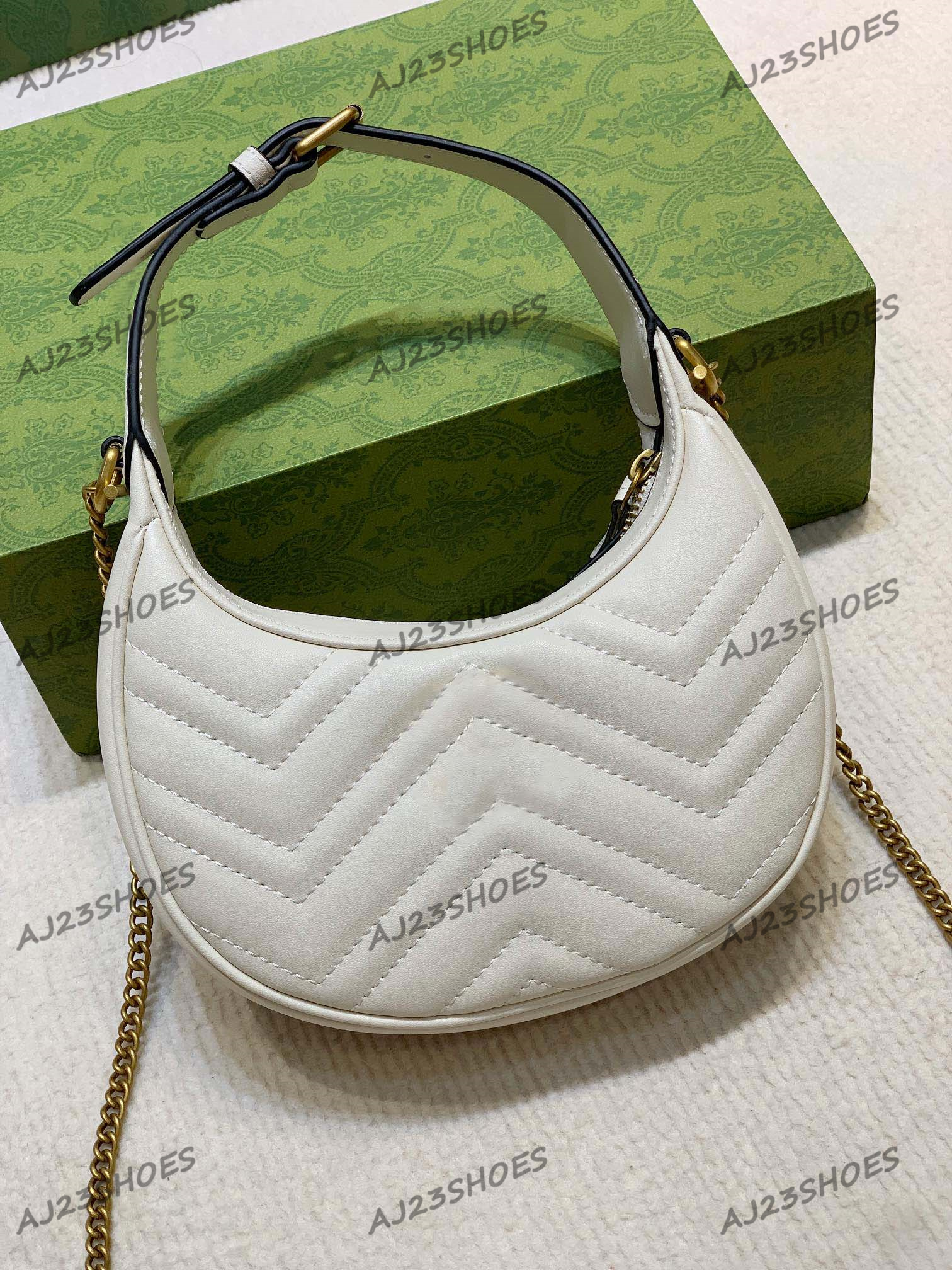 

Marmont Half-Moon Shaped Mini Hobo Bag Womens Luxury Underarm Handbag Designer Chain CrossBody Purse Wallet, 01
