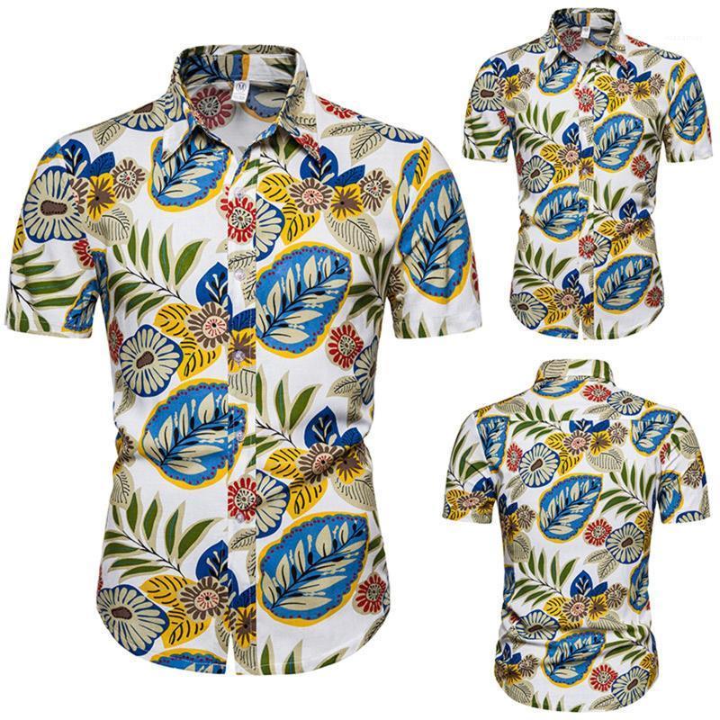

Men's Casual Shirts Hawaiian Shirt Men Short Sleeve Floral Print Bluzki Turn Down Collar Linen Beach Tops For 2022 Camisa Hawaiana Hombre, Multicolor
