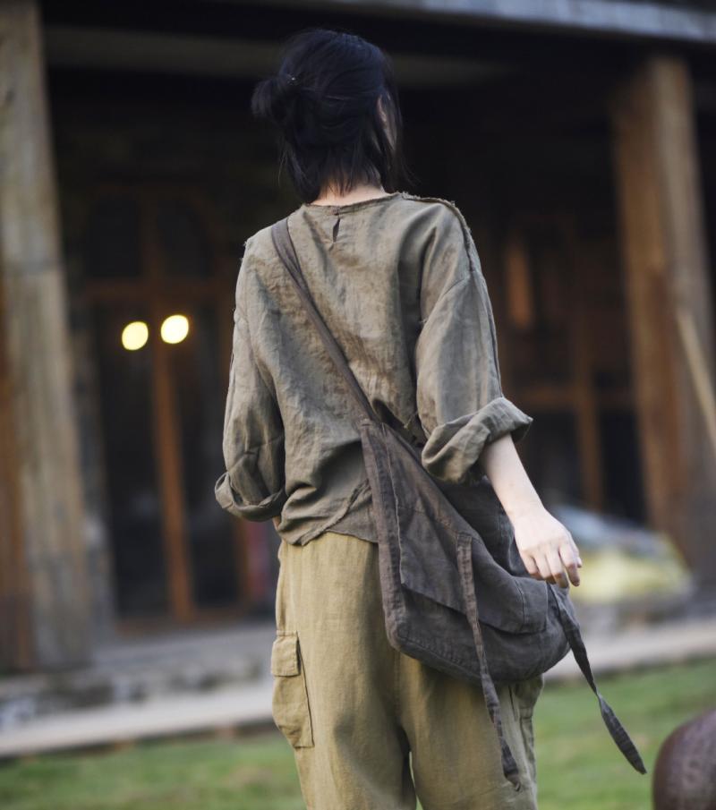 

Shopping Bags Women Linen Solid Color Patchwork Vintage Bag Men 2022, Picture