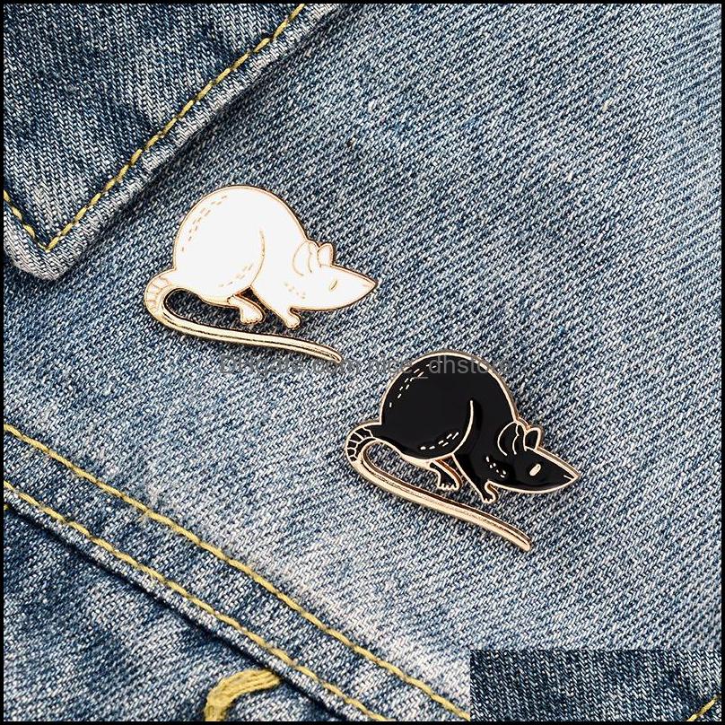 

Pins Brooches Jewelry Cute Little Mouse Couple Black White Brooch Rats Decoration Student Creative Personality Pin Cartoon Trend Lapel Badg
