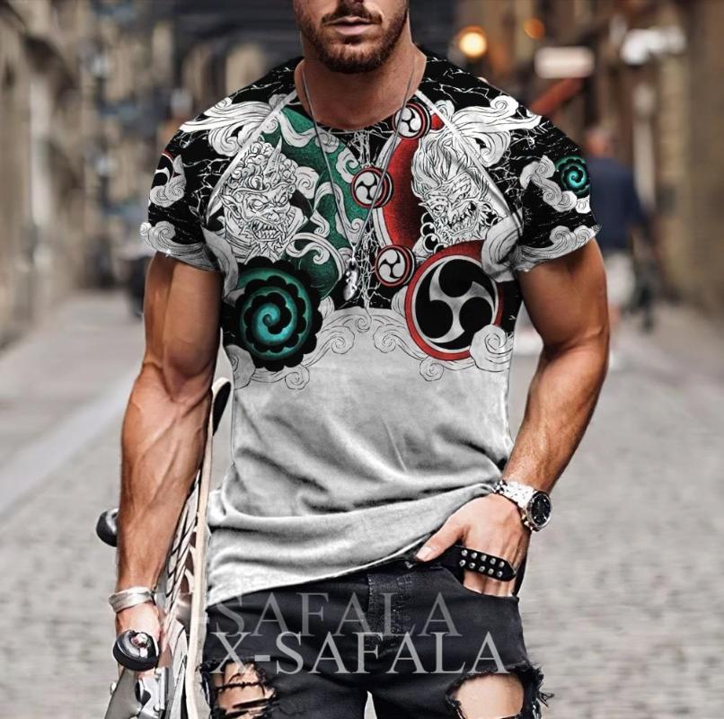 

Men's T-Shirts Battle Of The Gods Mythology Ninja Warrior Tattoo D Printed High Quality Milk Fiber T-shirt Round Neck Men Female Casual Top-, D97