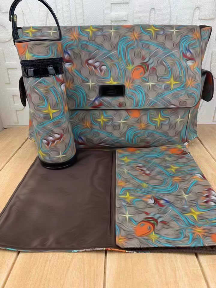 

Highs Quality Designer Diaper Bags 3pcs/set Print Leather Canvas Functional Shoulder Bag For Mom's Gift, 8 /leather