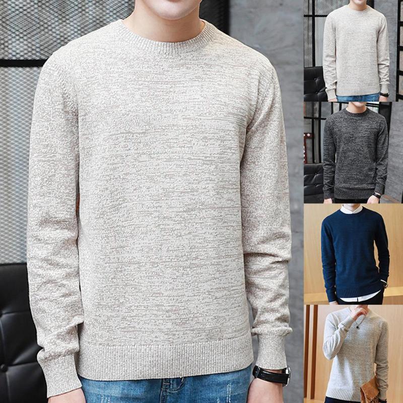 

Men's T-Shirts Plus Size Men Casual Long Sleeve Solid Color Slim Knitwear Bottoming Sweater, White;black