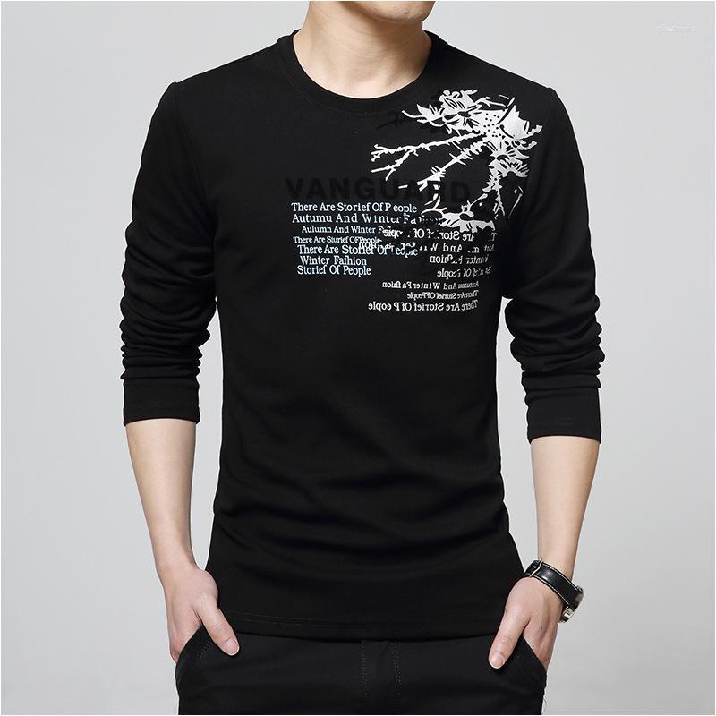 

Men's T-Shirts Long Sleeve T-Shirt Round Neck Print 2022 Spring And Autumn Fashion Casual Large Size T Shirt Men, Black