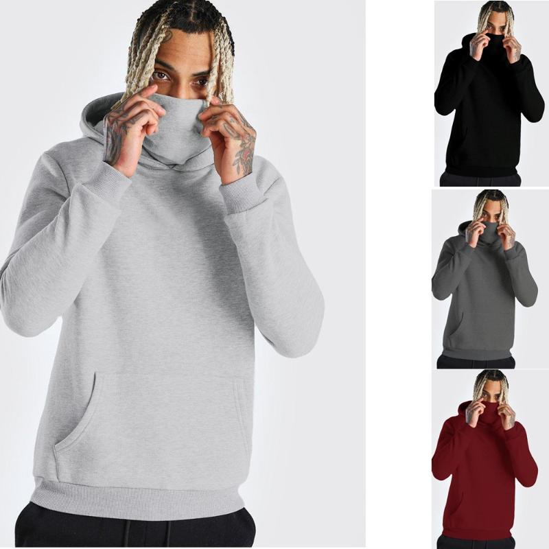 

Men' Hoodies & Sweatshirts Mens Gym Hoodie Long Sleeve With Mask Sweatshirt Casual Splice Large Open-Forked Male Clothing Button Sports Hoo, Black
