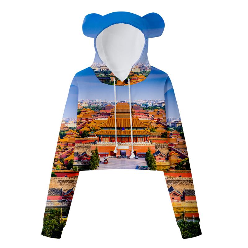 

Men's Hoodies & Sweatshirts Bear Ears Cropped Sweatshirt Women's Sweater Sexy Fashion Hoodie Sportswear Trend World LandmarkMen's, 3d
