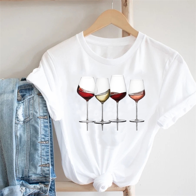 

Women Printing Clothing Wine Lady Short Sleeve Casual 90s Cartoon Fashion Clothes Print Tee Top Tshirt Female Graphic Tshirt 220527, Gjs24359