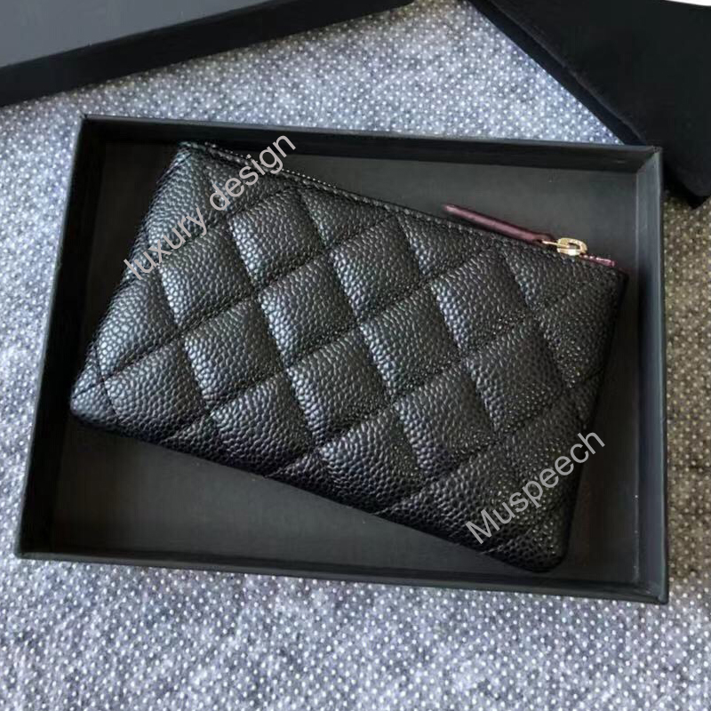 

High quality Fashion clutch Genuine leather wallet with box dust bag Women Men Purse Credit ID Card Holder Purse Coin Purses Wholesale A-2079, Black