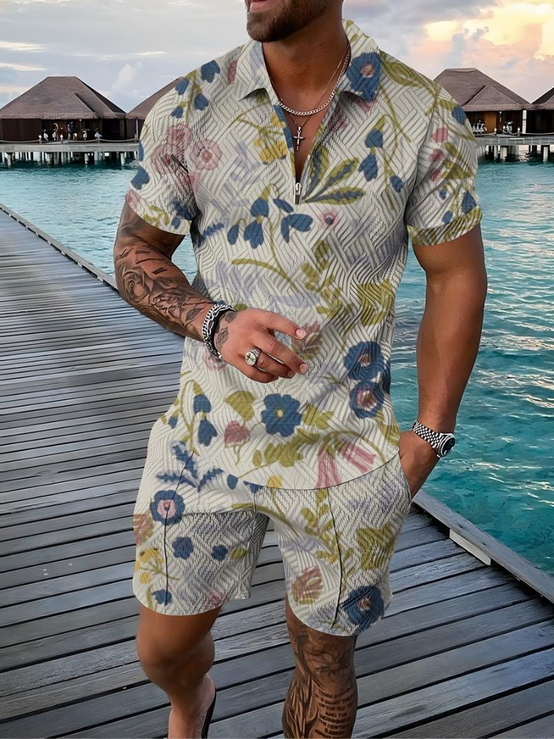 

Men' Tracksuits Men' Street Fashion Summer European And American Trend 3D Retro Print Shirt Short Sleeve Suit Leisure Sports 2 Piece, Chj-cs-fgh20