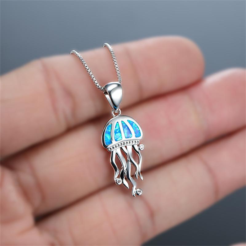

Chains Hand Jewelry Round White Stone Opal Necklace Fashion Elephant Gold Trendy Necklaces For WomenChains