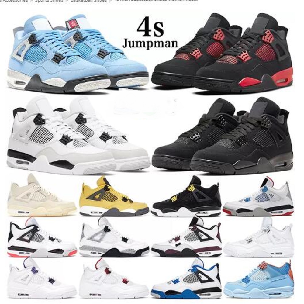 

4s men basketball shoes women Red Thunder University Blue Sail Black Cat Jumpman 4 Cactus Jack White Oreo Military Black mens womens outdoor sports trainers sneakers, # 26