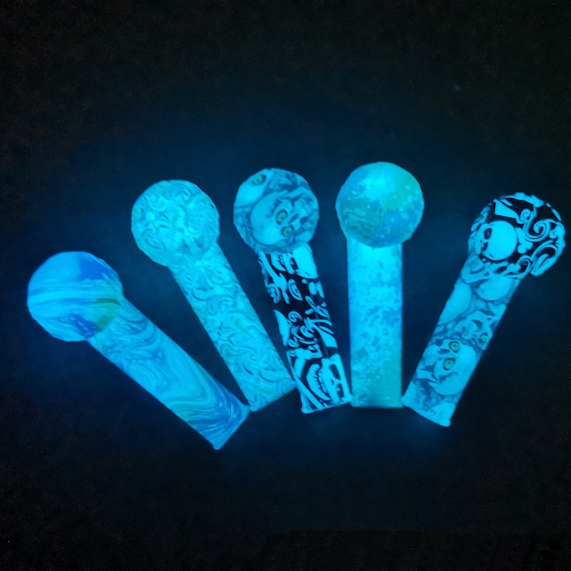 

Luminous Patterned Hand Pipe Glow In The Dark Silicone Pipes Glass Bowl Dab Spoon 3.5" Environmentally Silicon Water Bong For Tobacco Smoking