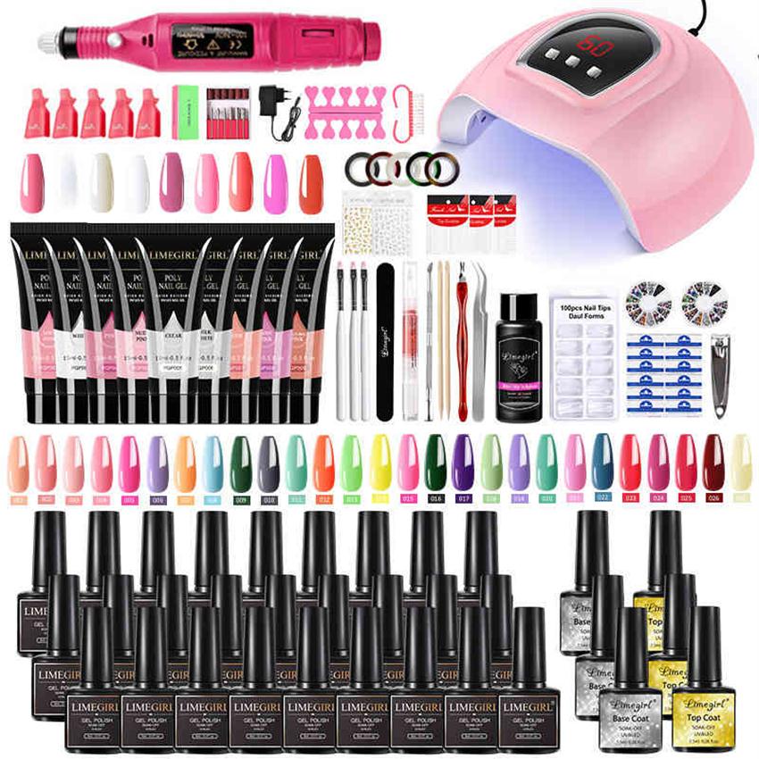 

With Lamp Dryer Drill Machine Manicure Kit Polygels Gel Polish Soak-off Nail Art Tools Sets313m, As shown