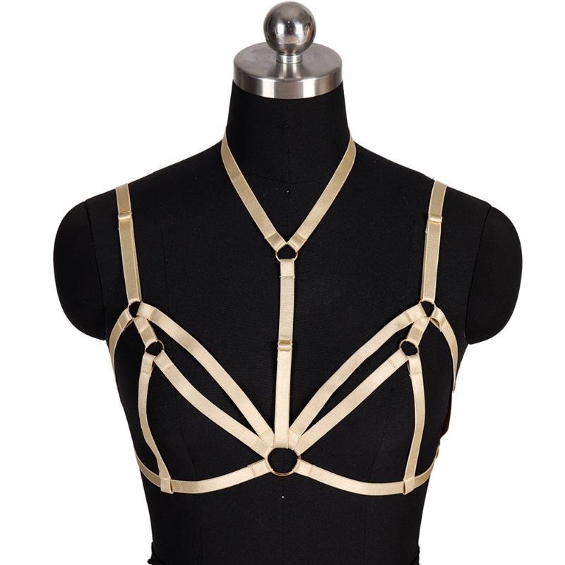 

Garters Sexy Lingerie Erotic Suspender Goth Straps Body Harness Cage Bra Pentagram Women Underwear Garter Belt Punk Hollow Out BondageGarter, Blue