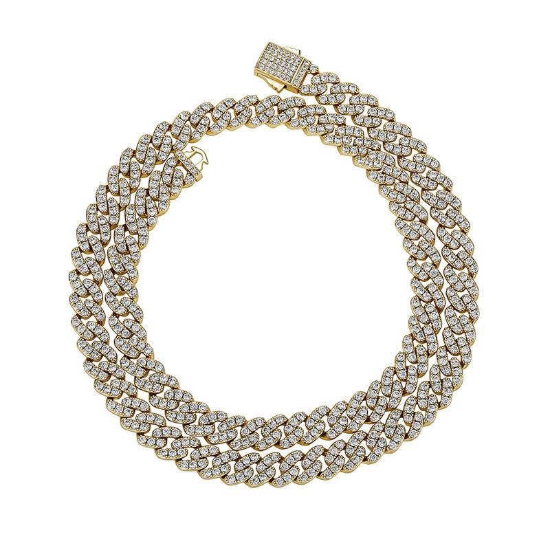 

Chains Hip Hop 3A CZ Stone Paved Bling Out 9mm Solid Round Cuban Miami Link Chain Chokers Necklace For Men Rapper JewelryChains ChainsChains