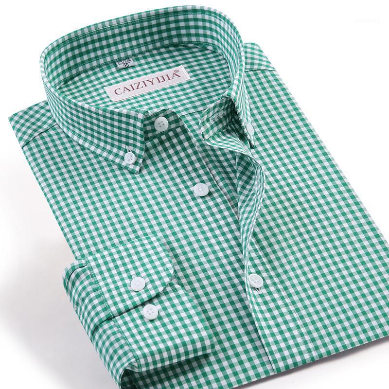 

Men's Long Sleeve Mini Plaid Button Up Shirt Easy Care Fabric - Wrinkle Free Casual Checkered Cotton Stylish Gingham Shirts, Czlx110