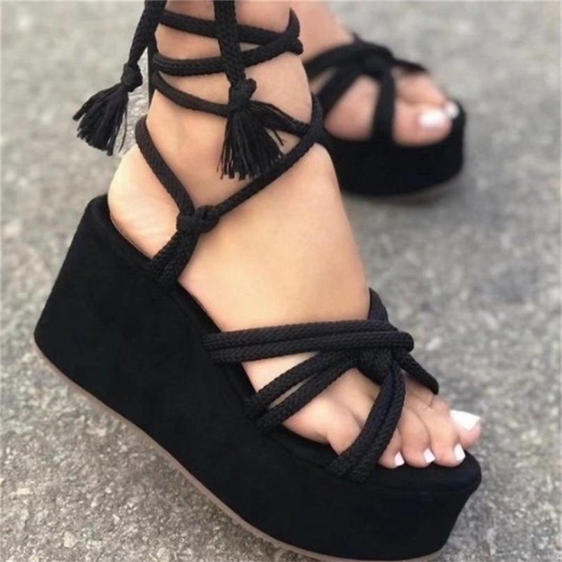 

Summer Women Wedge Sandals Platform Flip Flops Comfortable Casual Shoes Outdoor Beach Slippers Ladies Sandalias Size 35-43 220406, Black