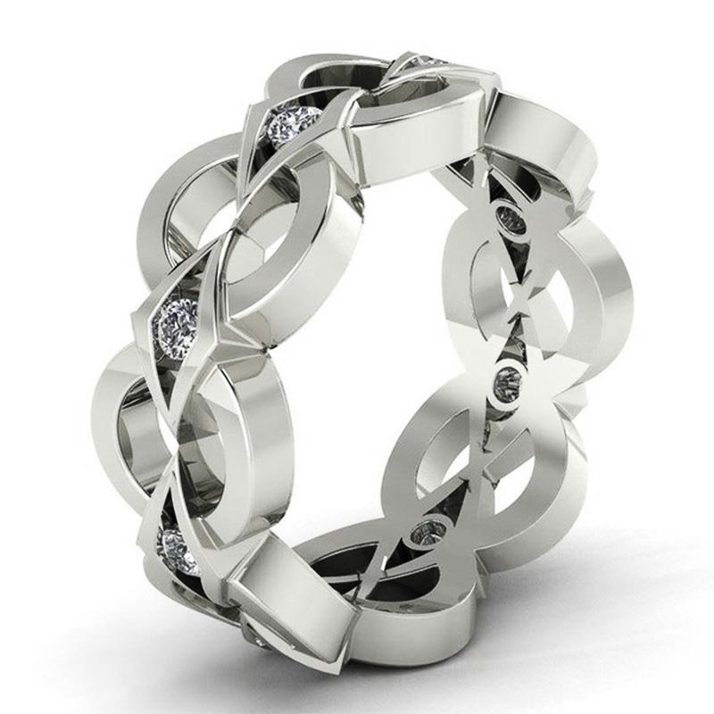 

Wedding Rings Huitan Simple Design Women Ring Engagement Party Female Finger Hollow Out Band Crystal Zircon Fashion JewelryWedding