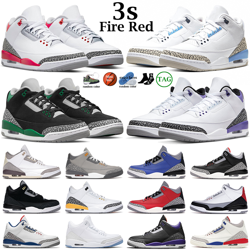 

Basketball Shoes for men 3 3s Fire Red Cardinal Pine Green Racer Blue Cool Grey Medium UNC Free Throw Line Black Cement White mens sports sneakers