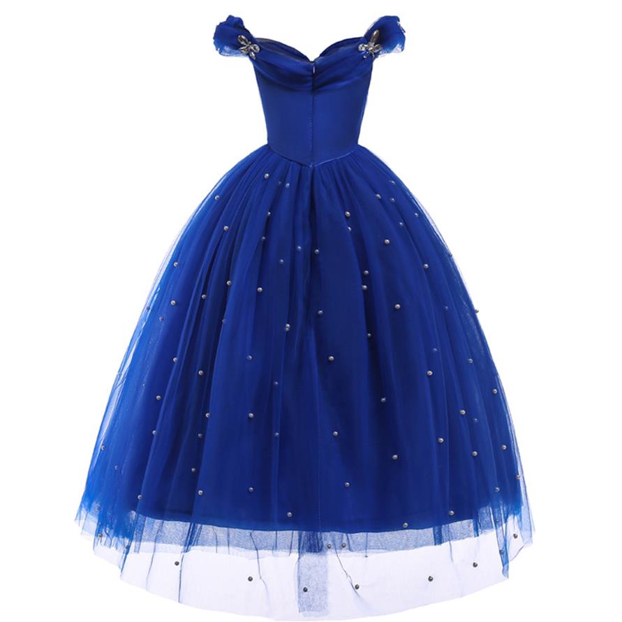 

Princess Cinderella Dress up Clothes Girl Off Shoulder Pageant Ball Gown Kids Deluxe Fluffy Bead Halloween Party 805 V2229P, Kg-1