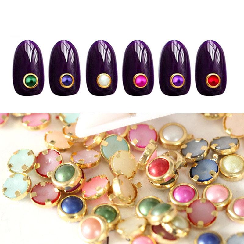 

Nail Art Decorations 4mm Metal Edge Pearls 3D Beads Rhinestones For Nails Accessories Charm Studs White Beige Beauty DIYNail