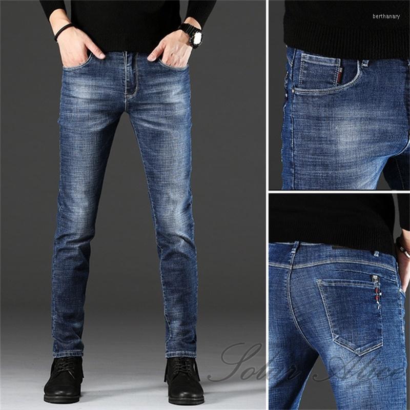 

Men's Jeans Men's Autumn And Winter Small Feet Mid-waist Thickened Stretch Slim Pencil Casual PantsMen's Bert22, Black