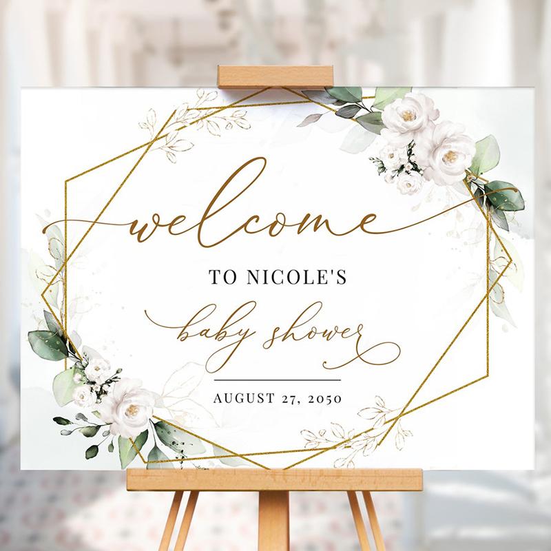 

Party Decoration Boho Greenery Baby Shower Welcome Sign Editable Wedding DecorationParty
