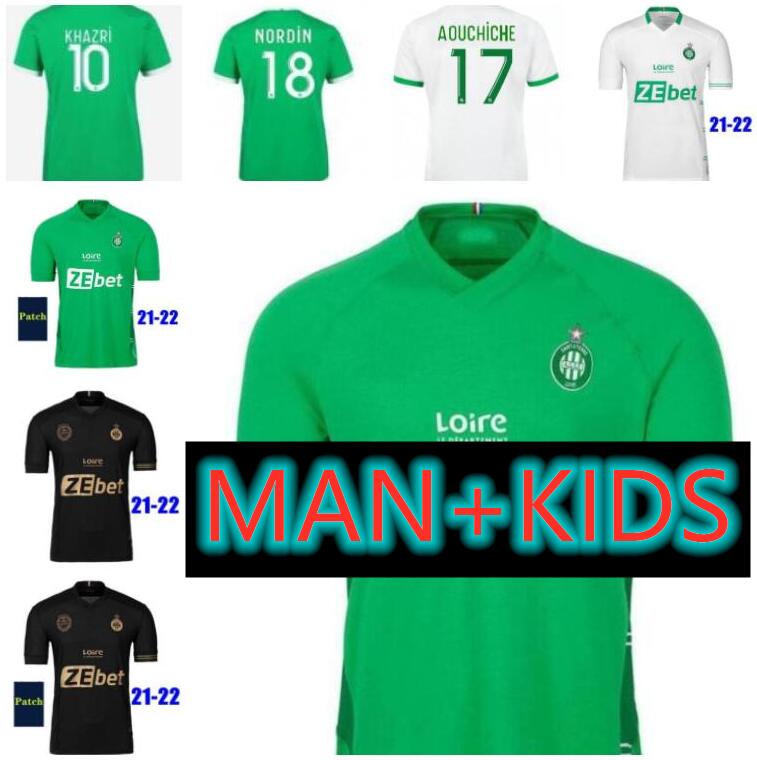 

2021 MAILLOT DE FOOT AS Saints-Étienne soccer Jerseys MAN KIDS KIT Youssouf 21 22 ST Etienne KHAZRI BOUDEBOUZ AHOLOU asse 2022 FOOTBALL SHIRT, Man home 1