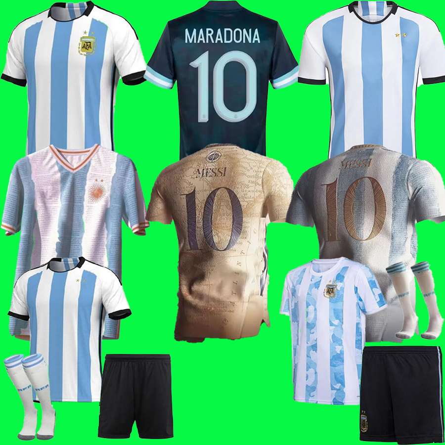 

New Argentina soccer Jersey football shirt 2022 woRLD CUp DYBALA MARADONA DI MARIA MESSIs 22 23 DYBALA adult Men Kids kit sets uniforms, 2022 adult home