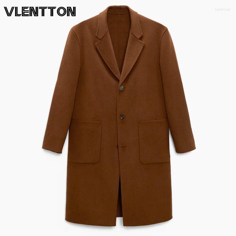 

Men's Wool & Blends 2022 Autumn Winter Men Fashion Vintage Double-sided Coat Casual Pockets Solid Long Warm Woolen Outwear Man Kend22, Photo color