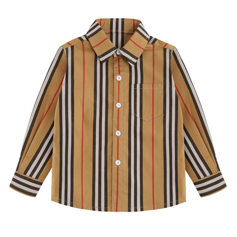 

Spring Autumn 2021 Boys Lapel Shirt Long Sleeved Striped Cotton Tops Kids Blouse Children's Wear Toddle Blouse Drop Shipping, Yellow
