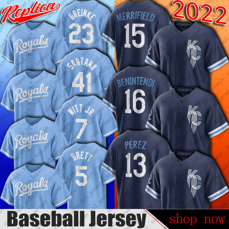 

16 Andrew Benintendi 13 Salvador Perez jersey baseball Royal Kansas City connect 7 Bobby Witt Jr George Brett Zack Greinke jerseys Gordon Nicky Lopez Michael Taylor, Man custom jersey (hj)