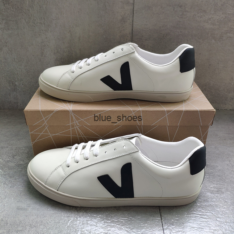 

Mens Shoe Veja V-10 Leather Extra Sneakers Women ESPLAR Calfskin Trainers Fashion White Low-top Chaussures Breathable Runner Shoes US4-11, Color 4
