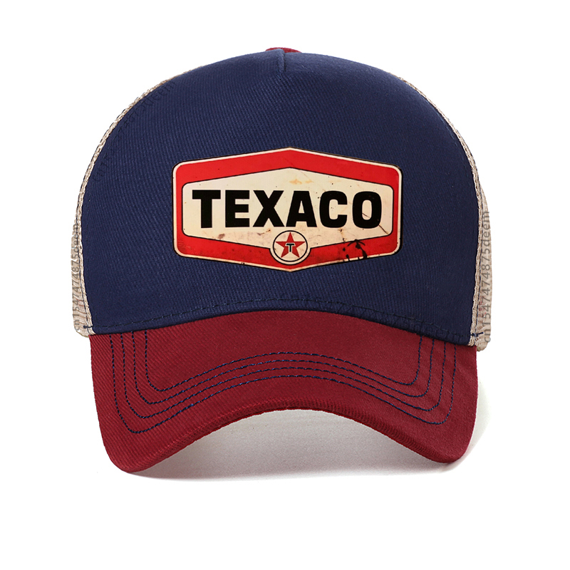 

Funny Texaco Baseball Cap high quality men women summer Mesh breathable hat Men Outdoor fishing Hats Snapback Garros, Red