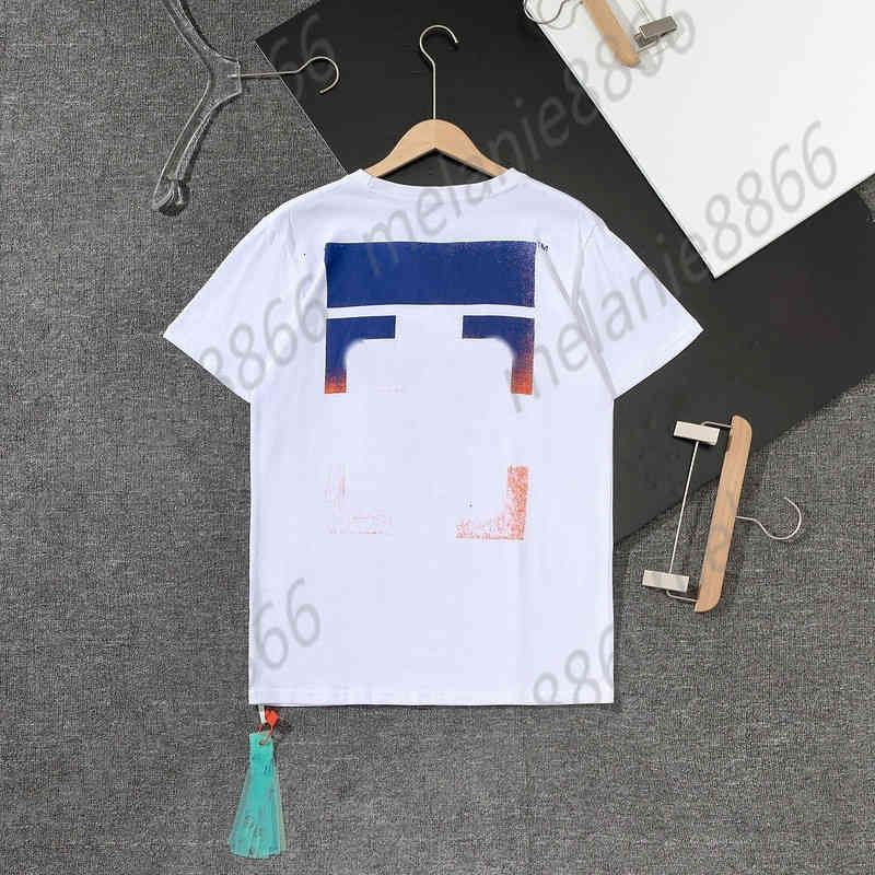 

High Quality Men' T-shirts Fashion Off Style White New Back Gradient Classic Cross Arrow Pattern Unisex Short Sleeve Women T-shirt