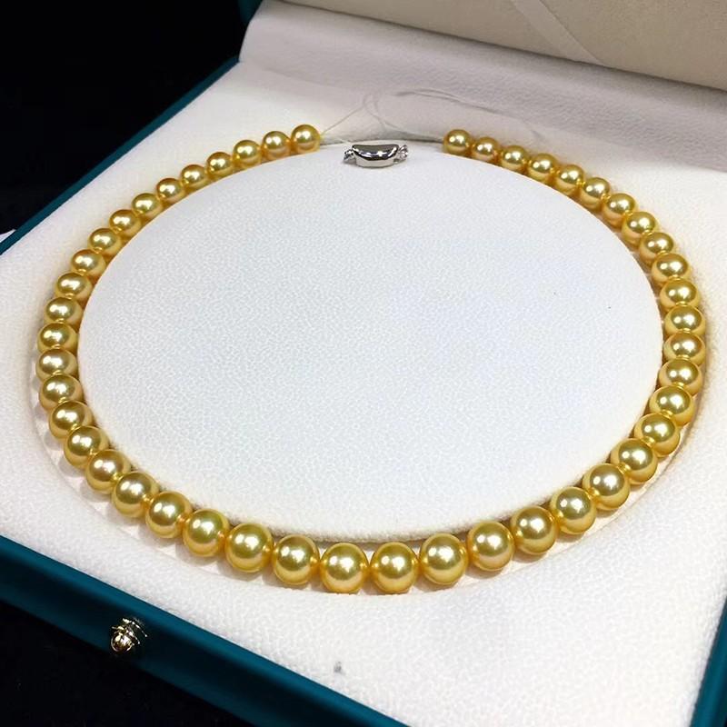 

Chains Charming 18"9-10mm Natural South Sea Genuine White Round Pearl Necklace For Women Jewelry Luxury JewelryChains ChainsChains