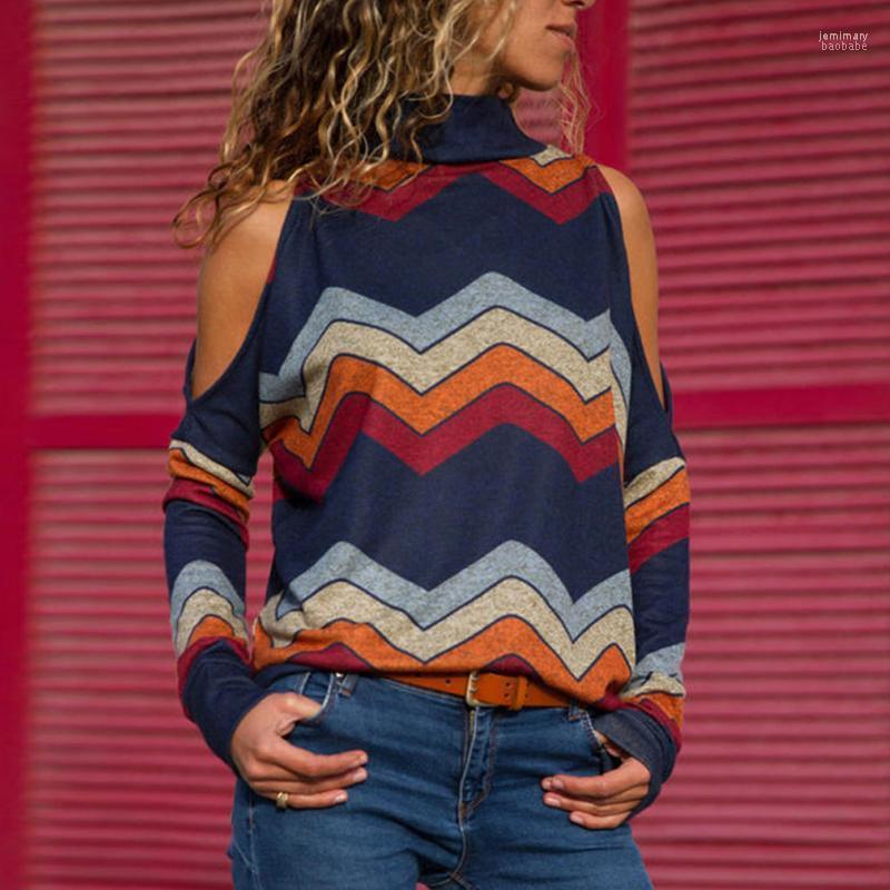 

Women's Sweaters Women Autumn Off Shoulder Tops High Collar Geometric Print Long Sleeves Loose NGD88 Jemi22, Gray